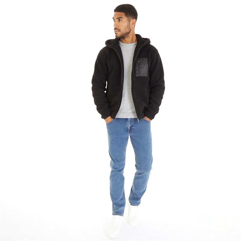 French Connection Mens Borg Hoodie Black/Black/Black