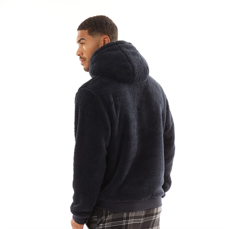 French Connection Mens Boucle Hoodie Marine