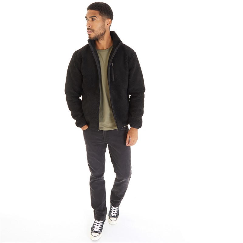 French Connection Fleece aus Fleece Herren mit Schalkragen Schwarz