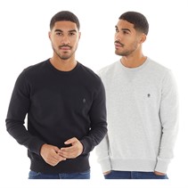 French Connection Mens Two Pack Sweatshirts Multi 3 - Marine/Light Grey Marl