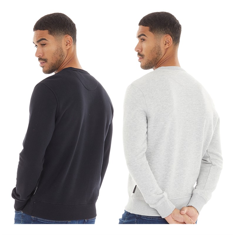 French Connection Mens Two Pack Sweatshirts Multi 3 Marine Light Grey Marl