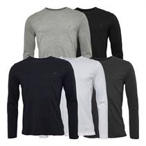 French Connection Mens Five Pack Long Sleeve Crew T-Shirts Multi 1 - Black/Charmel/Marine/Lgm/White