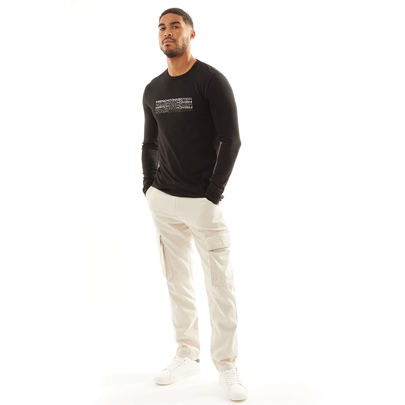 French Connection Mens Gradient Long Sleeve T-Shirt Black