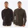 French Connection Mens Two Pack Long Sleeve Oxford Shirts Solid Khaki/Solid Black
