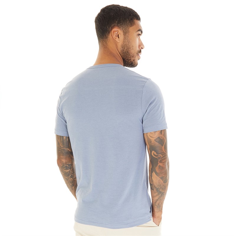 French Connection Mens FCUK Stack T-Shirt Light Blue Mel