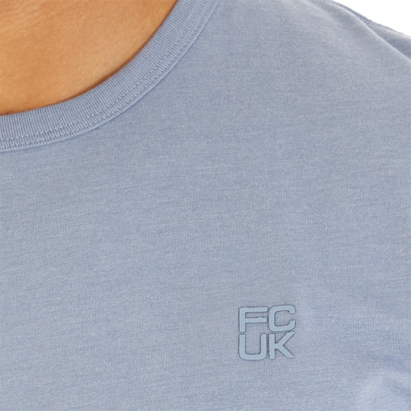 French Connection Mens FCUK Stack T-Shirt Light Blue Mel