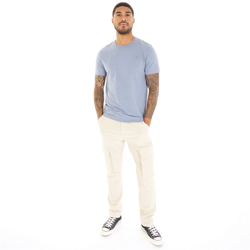 French Connection Mens FCUK Stack T-Shirt Light Blue Mel