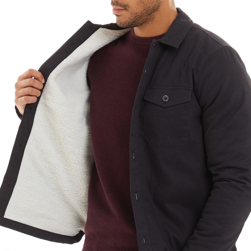 French Connection Mens Worker Borg Overshirt Marine