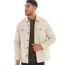 French Connection Mens Worker Borg Overshirt Stone
