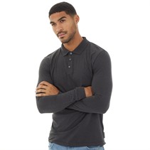 French Connection Mens Long Sleeve Polo Charcoal Mel/Black