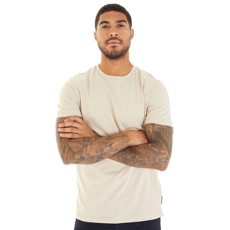 French Connection Mens FCUK Stack T-Shirt Stone