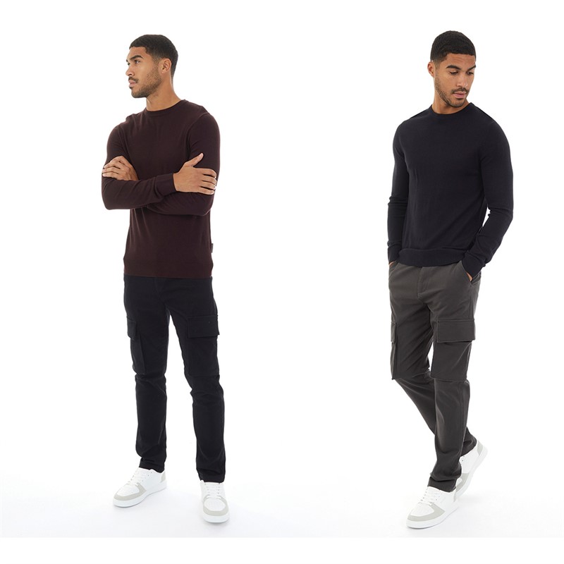 French Connection Mens Two Pack Cargo Trousers Black/Charcoal