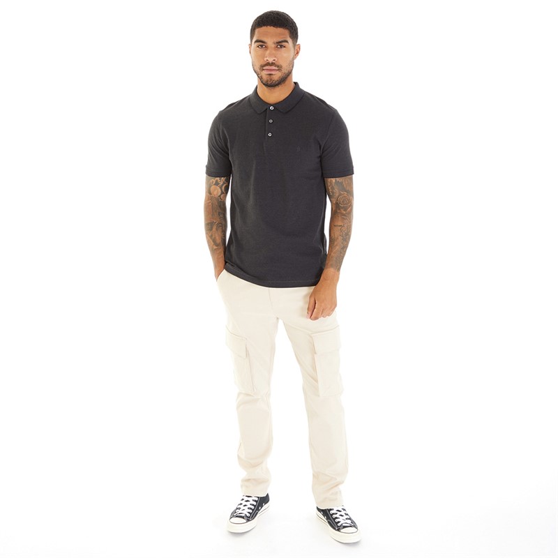 French Connection Mens Pique Polo Shirt Charcoal Mel/Marine