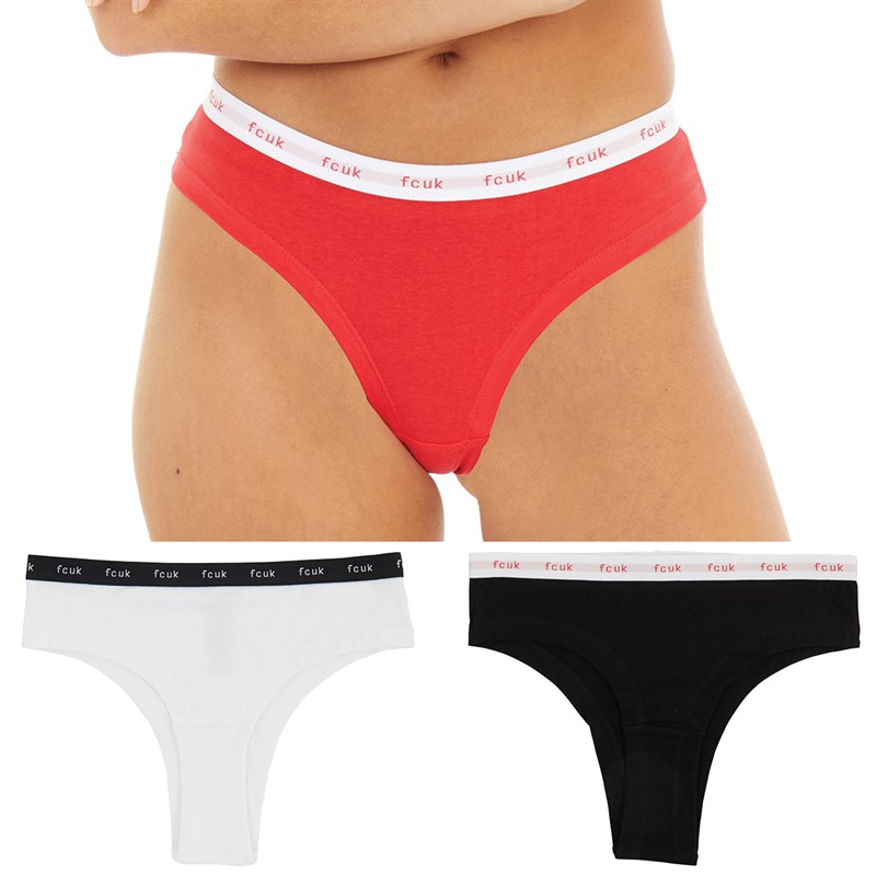 Buy French Connection Womens Three Pack Cheekini Briefs Black White Hibiscus