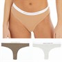 French Connection Womens Three Pack Thongs Almond Nude/Grey Melange/Walnut