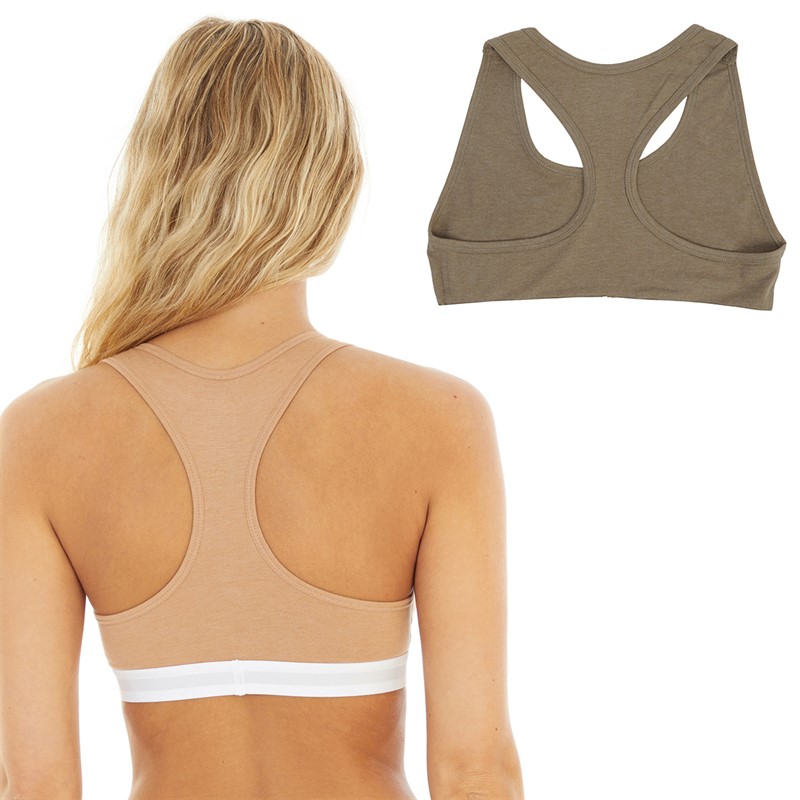 French Connection Womens Two Pack Crop Tops Almond Nude/Walnut