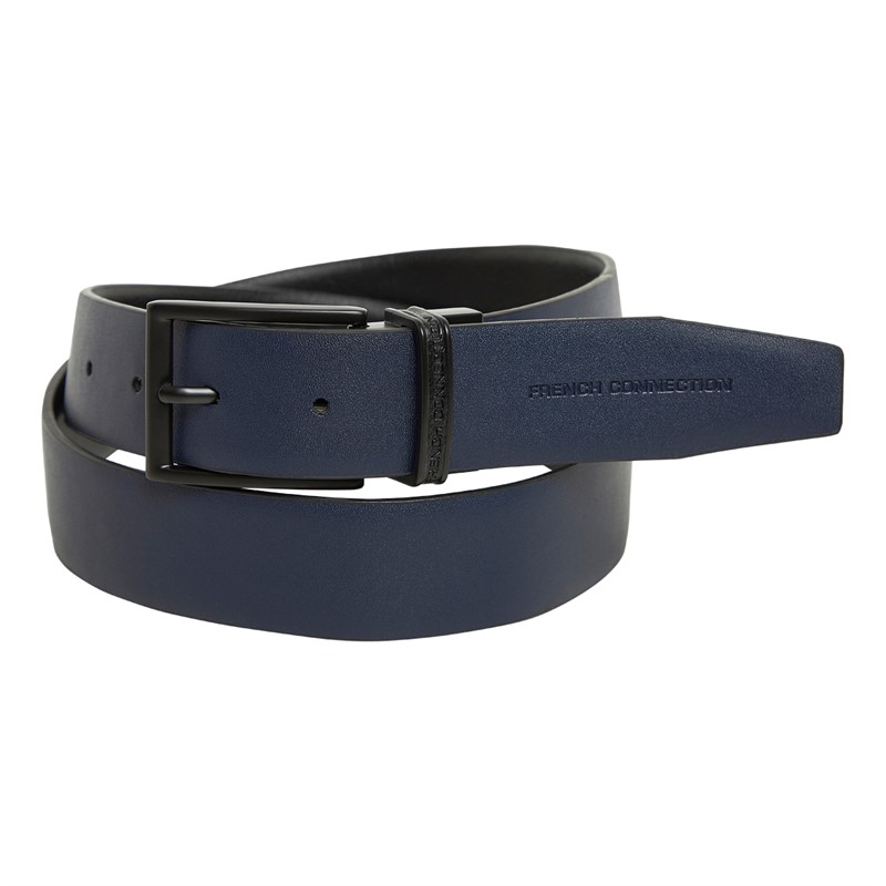 French Connection Ceinture réversible Homme Noir/Marine