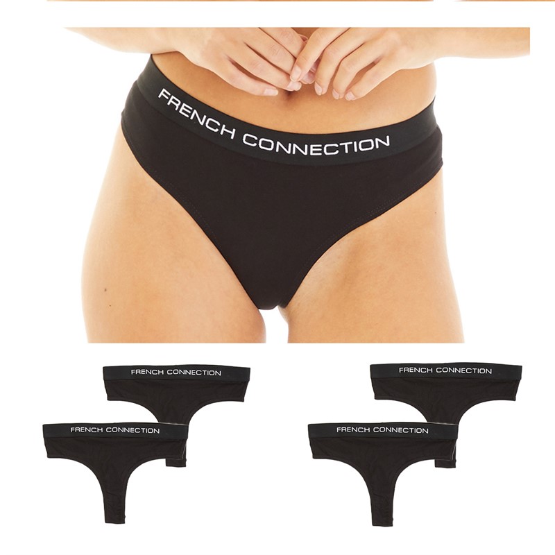French Connection Womens Five Pack Thongs Black Multi 6 - Size S