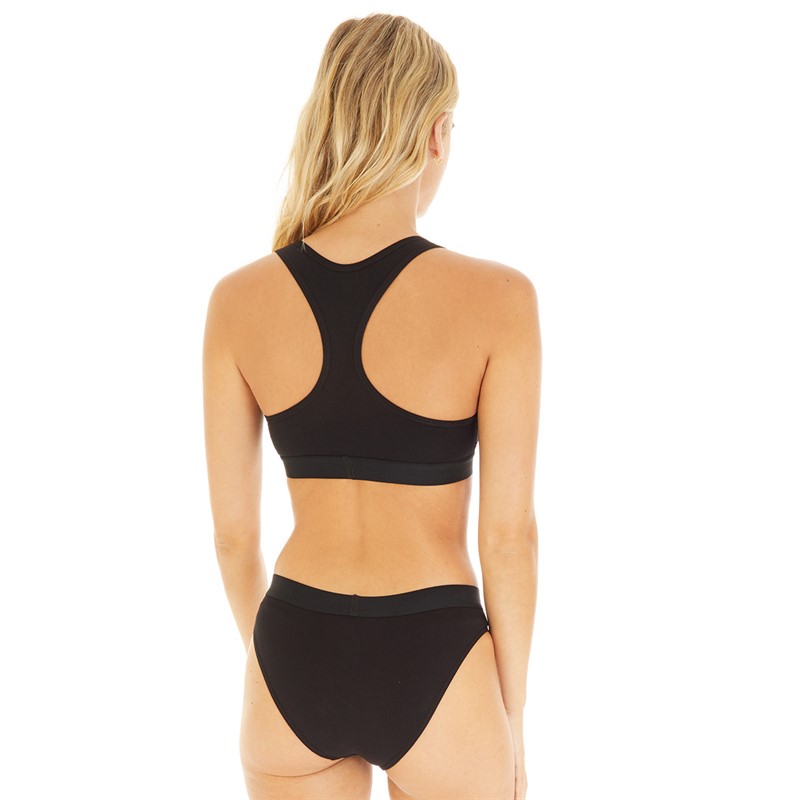 French Connection Womens Crop Top And Briefs Set Black/Black/White Multi 1