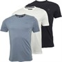 French Connection Mens Tree Pack FCUK Stack T-Shirts Multi2-Marine/Light Blue Mel/White