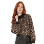 French Connection Womens Animal Crew Jumper Black/Tan