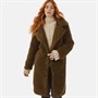 French Connection Womens Borg Peak Long Coat Beech