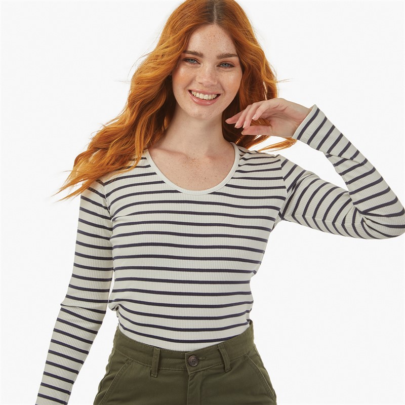 Buy French Connection Womens Scoop Neck Long Sleeve Top Midnight Winter White