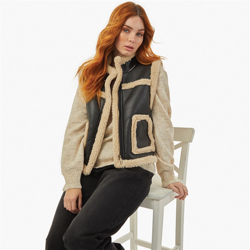 French Connection Womens Gilet Black/Ecru