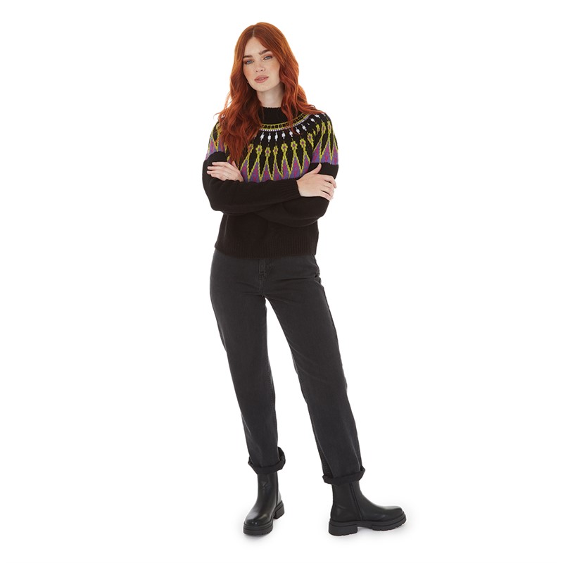 French Connection Womens Fairisle Jumper Black