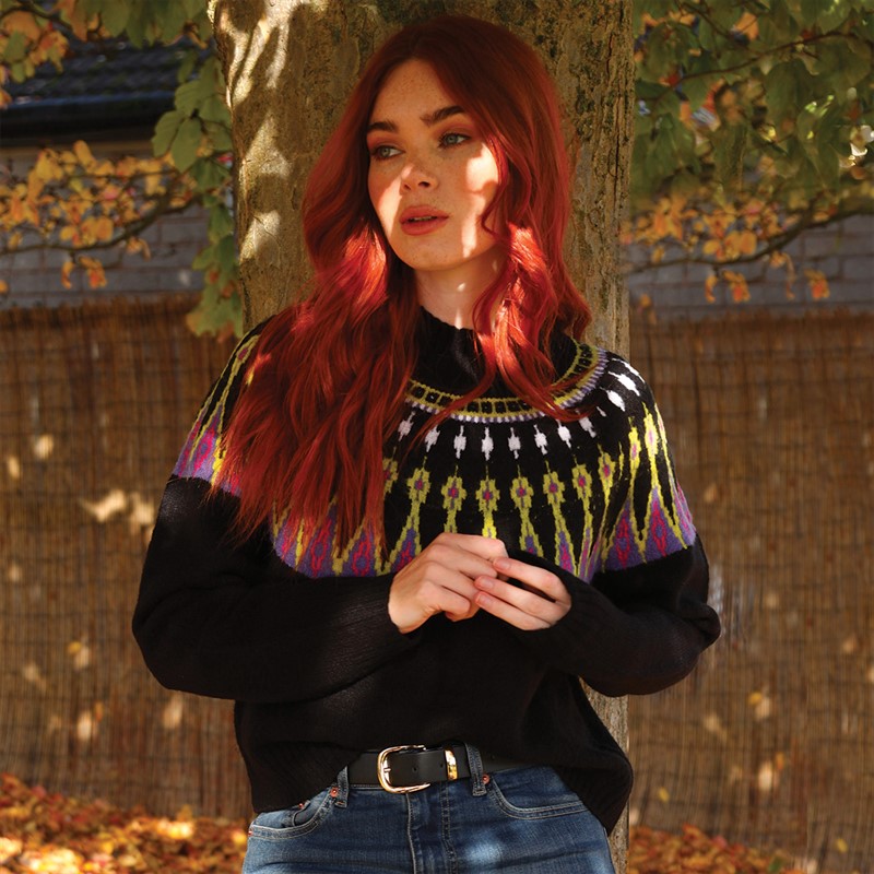 French Connection Womens Fairisle Jumper Black