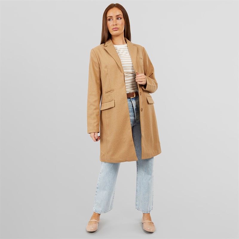 French Connection Womens Long Coat Camel