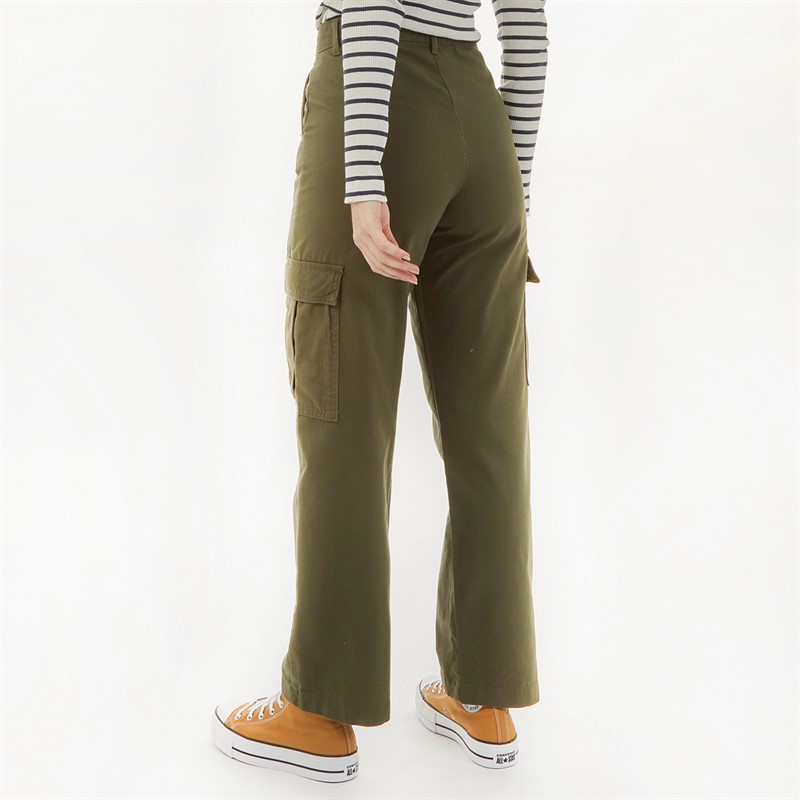 French Connection Womens Twill Cargo Trousers Dark Khaki