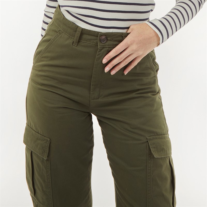 French Connection Womens Twill Cargo Trousers Dark Khaki