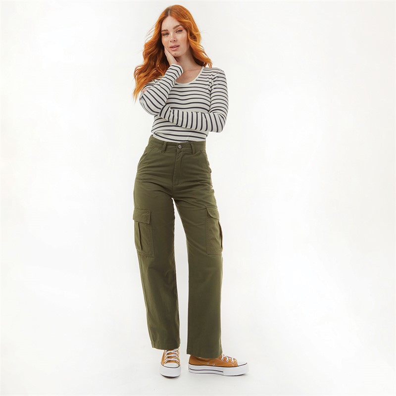 Buy French Connection Womens Twill Cargo Trousers Dark Khaki