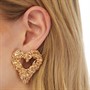 French Connection Womens Textured Heart Earrings Gold