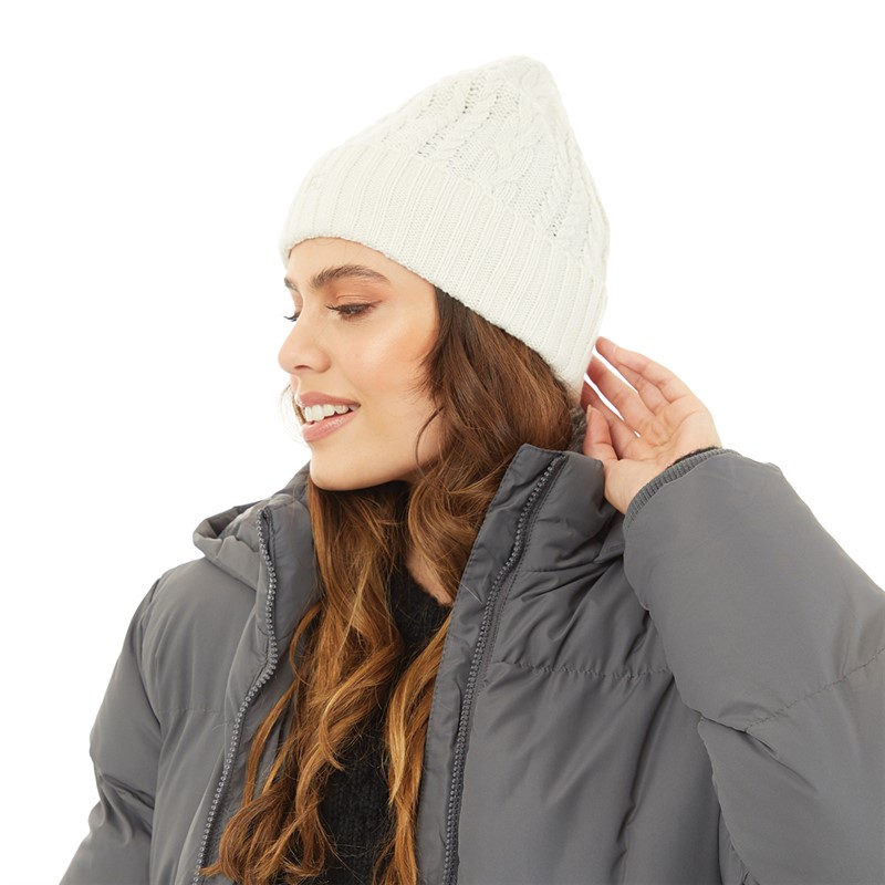 French Connection Womens Cable Beanie Winter White