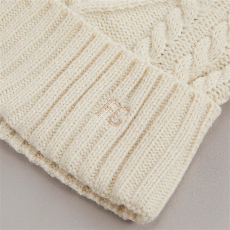 French Connection Womens Cable Beanie Winter White