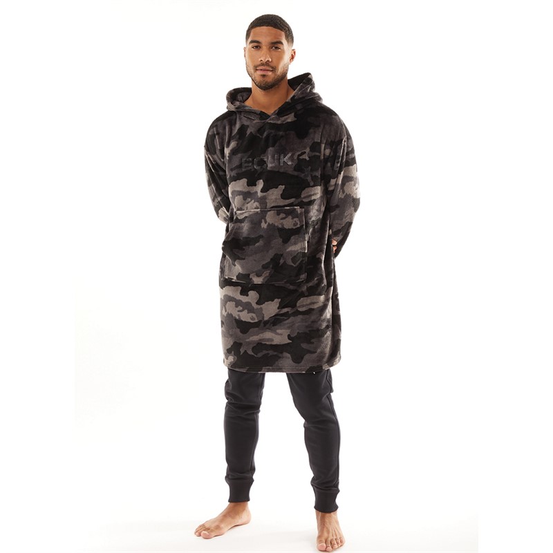 French Connection Fleece met camomotief Heren FCUK grijs camo