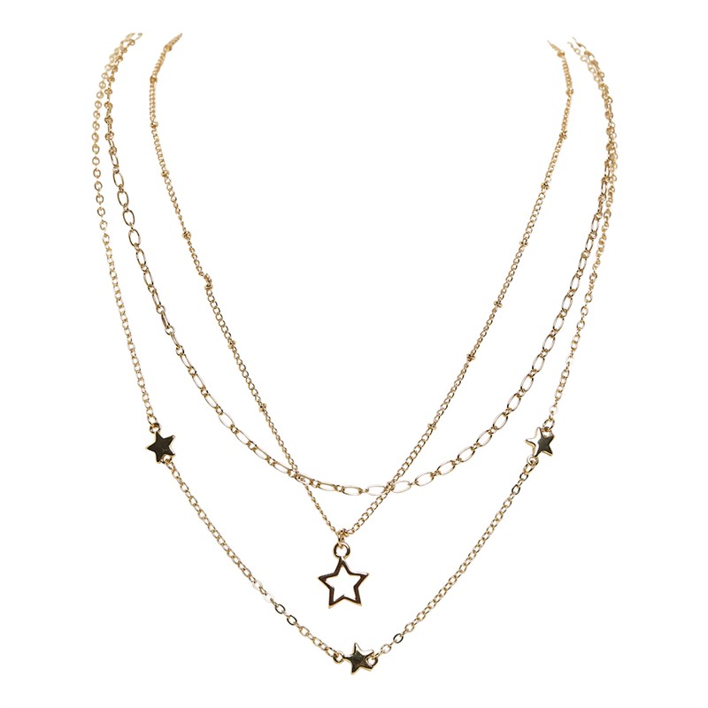 French Connection Womens Three Tiered Star Necklace Gold