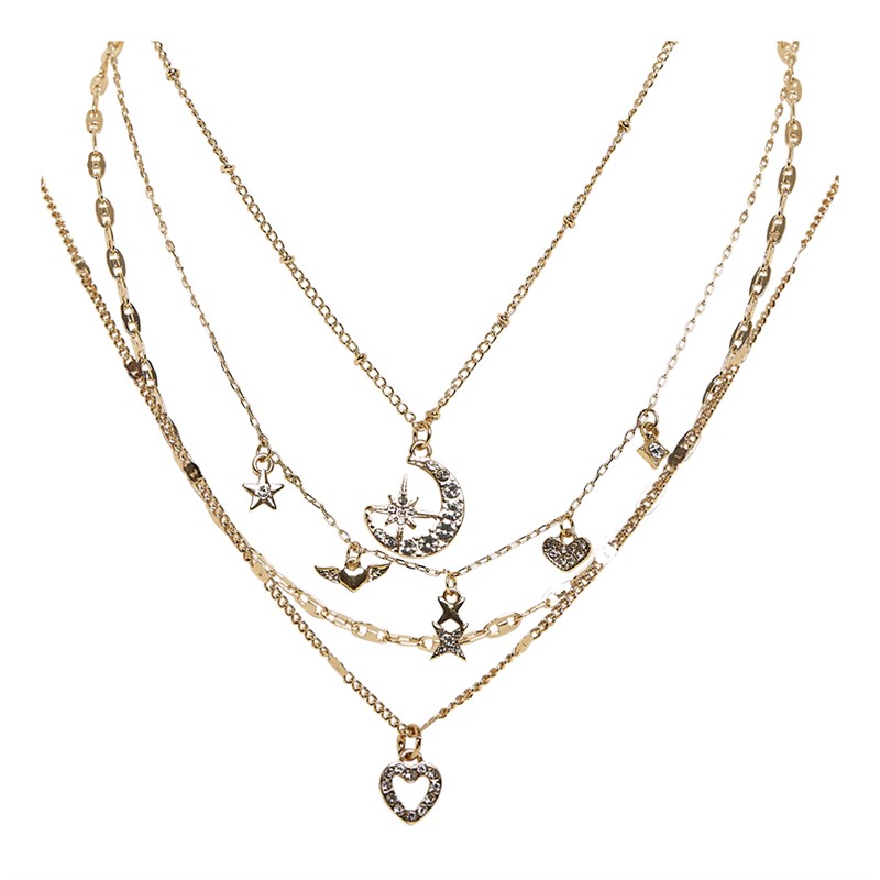 French Connection Womens Four Tiered Moon Necklace Gold