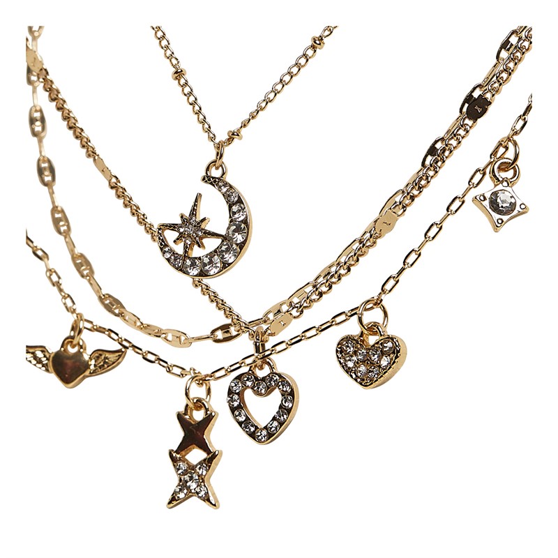 French Connection Womens Four Tiered Moon Necklace Gold