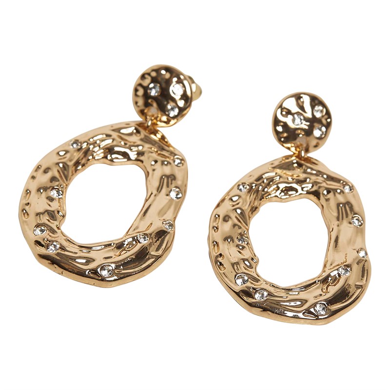 French Connection Womens Crystal Oval Stud Earrings Gold