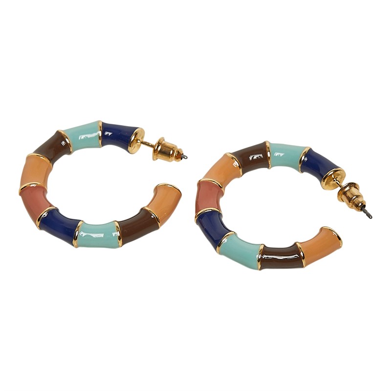 French Connection Womens Mixed Stripe Hoop Earrings Multi