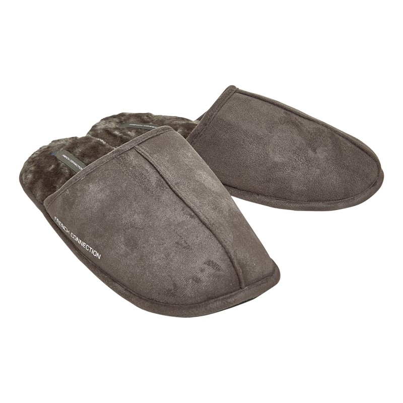 French Connection Mens Mule FC Slippers Charcoal - Size 7/8