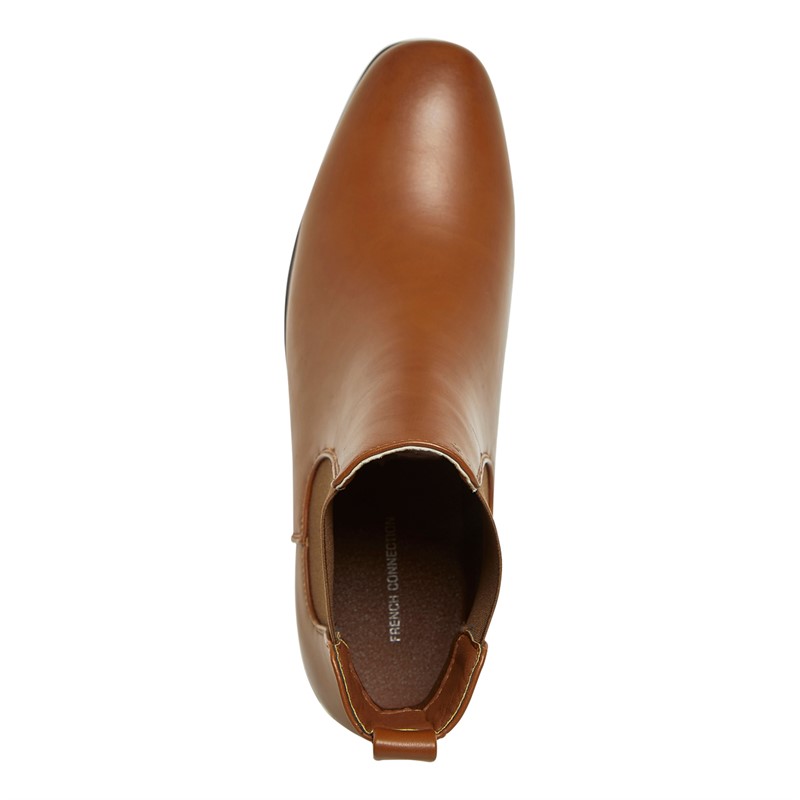 French Connection Mens PU Chelsea Boots Tan