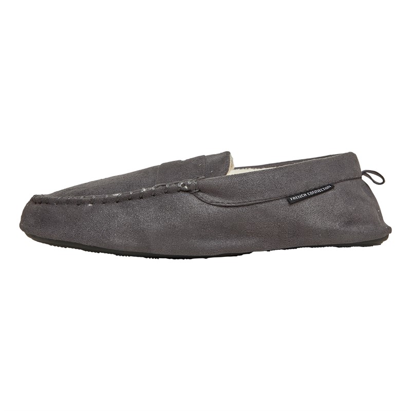 French Connection Mens Mocassin Slippers Charcoal