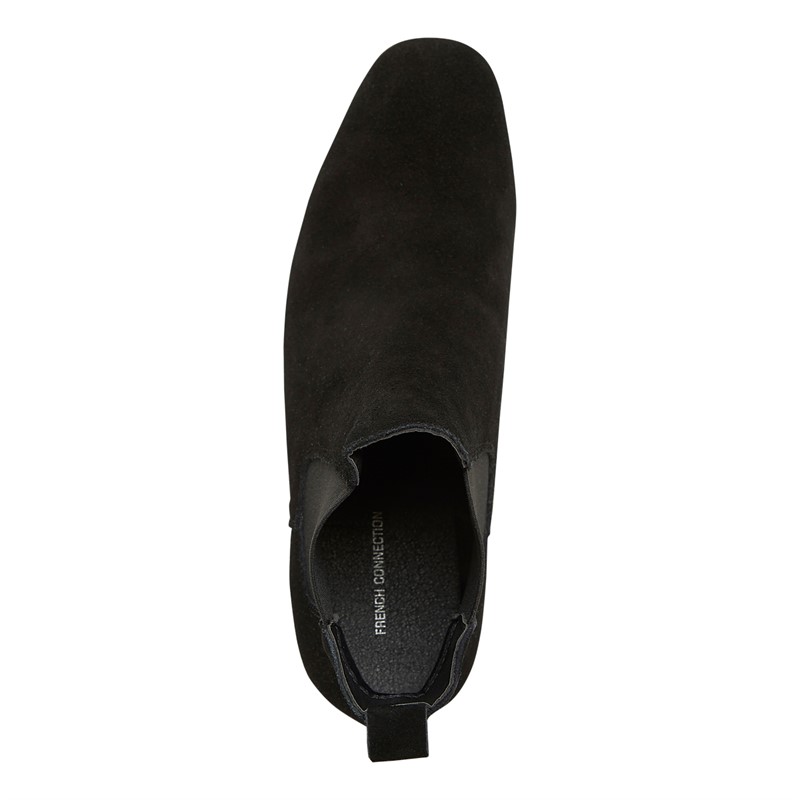 French Connection Mens Suede Chelsea Boots Black