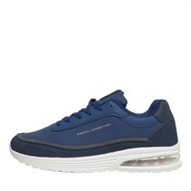 French Connection Mens PU/Suede Block Trainers Marine/White