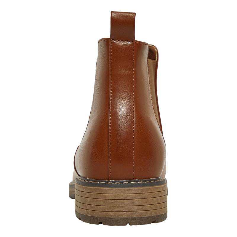 French Connection Mens FC Cleated Chelsea Boots Tan PU