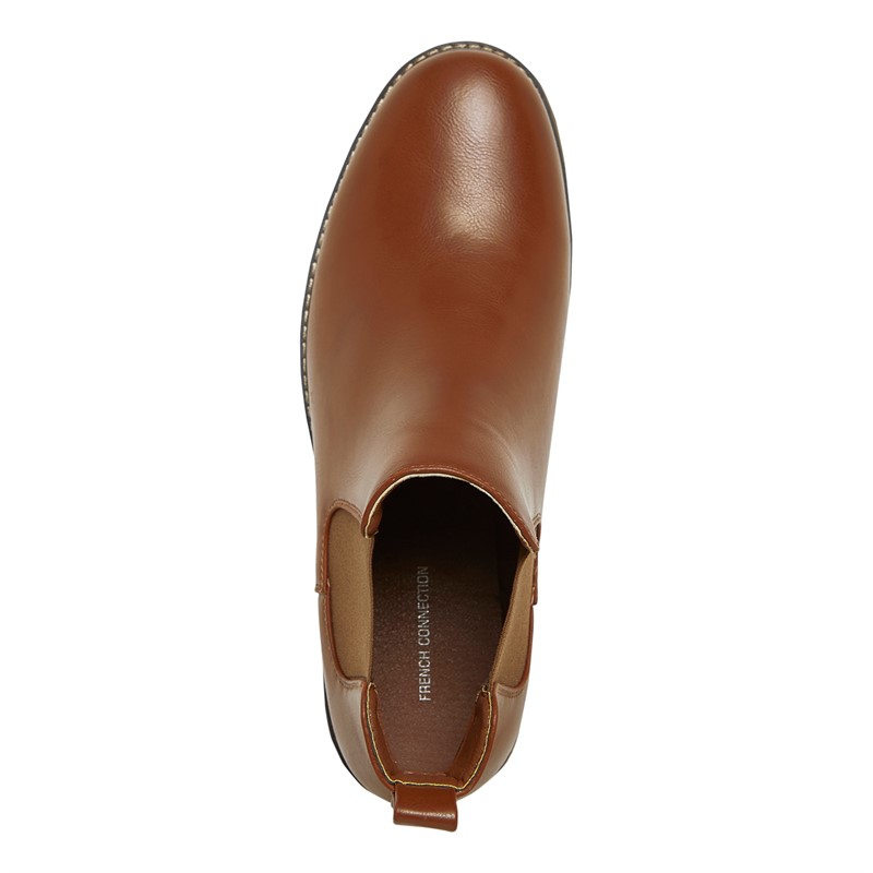 French Connection Mens FC Cleated Chelsea Boots Tan PU